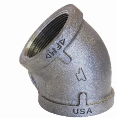 Three Inch Black Pipe Elbow, Forty Five Degree Angle