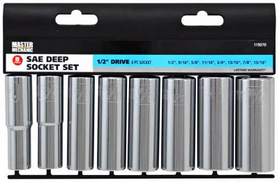8-pc. Sae Deep Socket Set, 1/2-in. Drive, 6pt Sockets