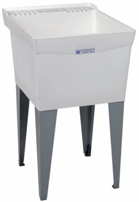 Laundry Tub, White Plastic, Steel Legs, 20 x 24 In.