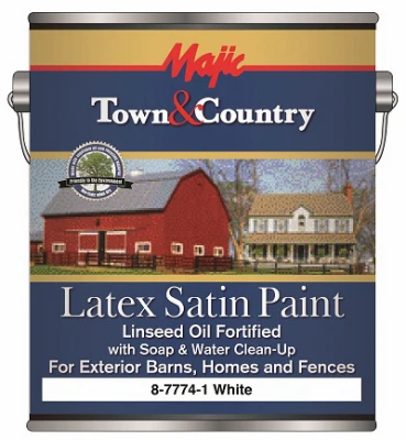 Town & Country Exterior Paint, Satin Latex, White, Gallon