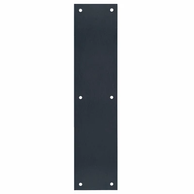 Door Push Plate, Matte Black, 3.5 x 15 In.