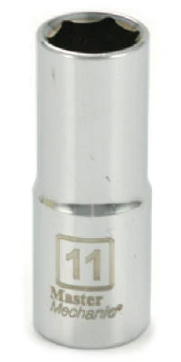 Metric Deep Well Socket 11 Millimeter 6-Point 3/8 Inch Drive