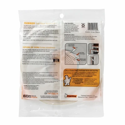 Rubber Foam Weatherseal Tape, Three Eighths Inch Wide by Five Sixteenths Inch Thick by Ten Feet Long