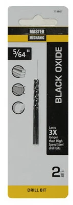 Black Oxide Drill Bits, 5/64 x 2 In., 2-Pk.