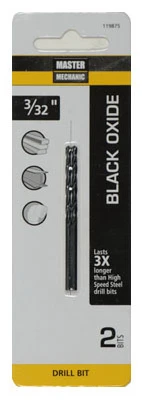 Black Oxide Drill Bits, 3/32 x 2.25 In., 2-Pk.
