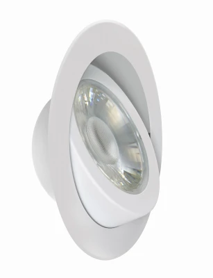 LED Recessed Adjustable-Angle Downlight, Selectable Color Temperature, Tethered J-Box, White, 11 Watts, 4 In.