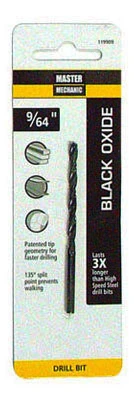 Black Oxide Drill Bits, 135 Split Point, 9/64 x 2-7/8 In.