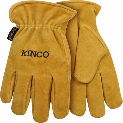 Full Suede Cowhide Leather Gloves Lined Medium Size Durable Work Gloves