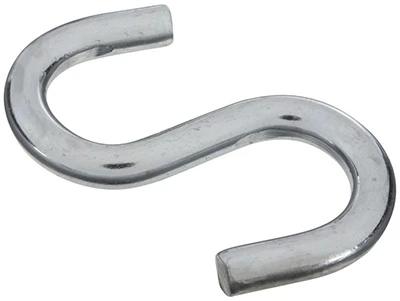 Open S Hooks, Stainless Steel, 55-Lb. Load, 1-1/2 In., 2-Pk.