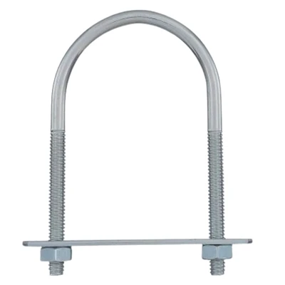 U Bolt With Plate & Bolts, Zinc Coated, 1/4 X 2-1/16 X 3-7/16 Inches