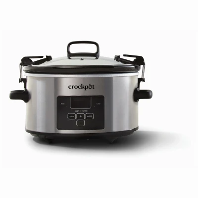 Programmable Cook & Carry Slow Cooker, Digital Display, Stainless Steel, 4 Qts.