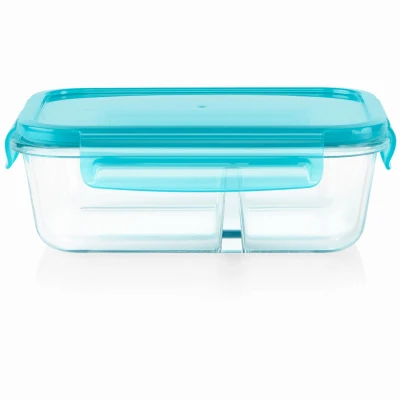 MealBox Glass Food Storage Container, 2 Compartments, 3.4 Cups