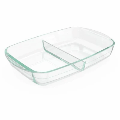 Glass Bakeware, 2 Compartments, 8 x 12 In.