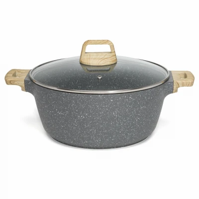 Farmhouse Dutch Oven Casserole & Lid, Non-Stick Coated Aluminum, Gray, 6 Qts.