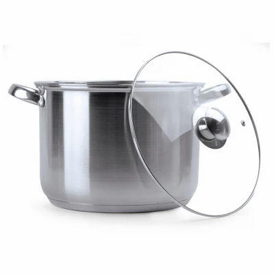 Pure Intentions Stainless Steel Stock Pot, Glass Lid, 12 Qts.