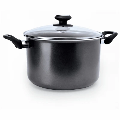 Elements Stock Pot, Non-Stick Coated Aluminum, Glass Lid, 8 Qts.