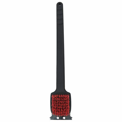 Grill Brush With Red Nylon Bristles And 18-inch Plastic Handle