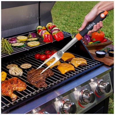 Deluxe Stainless Steel Grill Fork with Long Handle for Barbecue and Cooking
