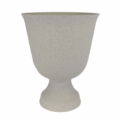 Urn-style Planter, Faux Stone Plastic, White Limestone, 16 Inch Round