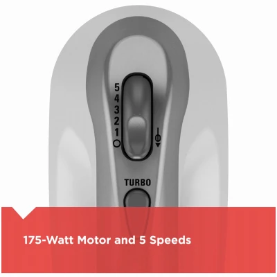5-Speed Lightweight Hand Mixer in White with Multiple Speed Settings