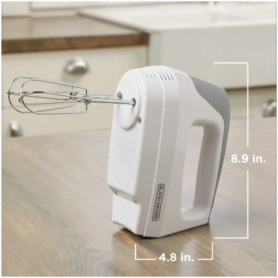 5-Speed Lightweight Hand Mixer in White with Multiple Speed Settings
