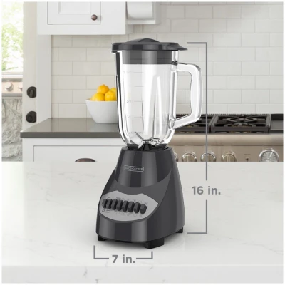 10 Speed Blender with 5 Cup Glass Blending Jar in Gray Finish