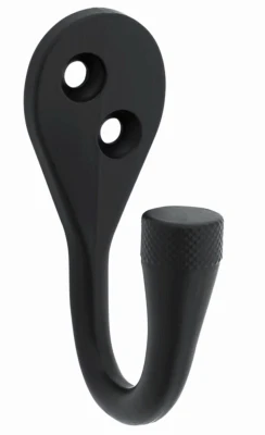 Powell Knurled Wall Hook, Matte Black