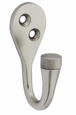 Powell Knurled Wall Hook, Satin Nickel