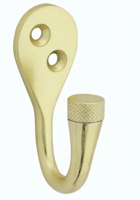 Powell Knurled Wall Hook, Brushed Gold