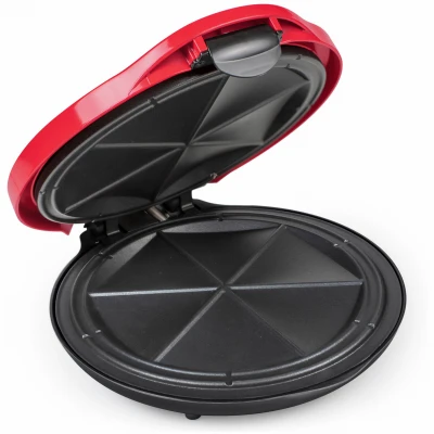 6-Wedge Electric Quesadilla Maker with Extra Stuffing Latch in Red