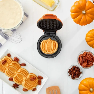 Pumpkin Mini Waffle Maker, Orange