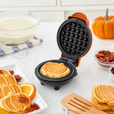 Pumpkin Mini Waffle Maker, Orange