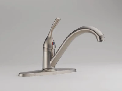 Classic Single Handle Kitchen Faucet in Stainless Steel Finish