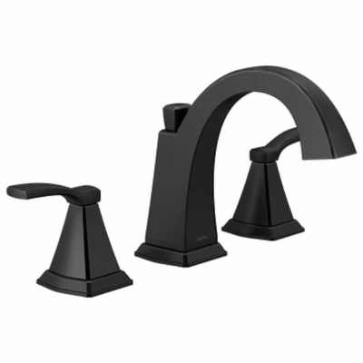 Flynn Two Handle Widespread Bathroom Faucet, Matte Black Finish, 3-hole Installation