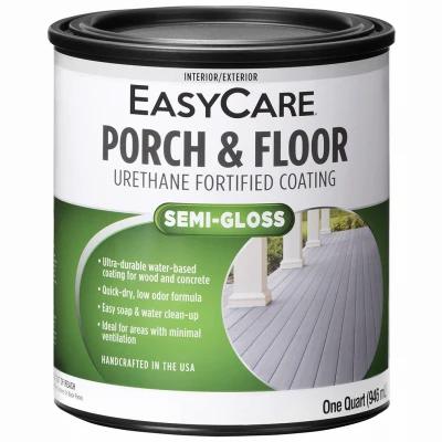 Porch & Floor Interior/Exterior Coating, Urethane Fortified, White, Pastel Base Semi-Gloss, 1 Qt.