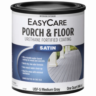 Porch & Floor Interior/Exterior Satin Coating, Urethane Fortified, Medium Gray, 1 Qt.