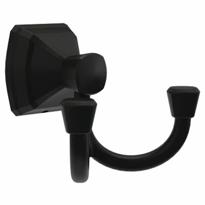 Flynn Double Towel Hook in Matte Black Finish for Bathroom or Kitchen