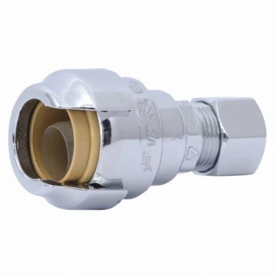 Push-to-Connect Pipe Adapter, 1/2 x 3/8 In.