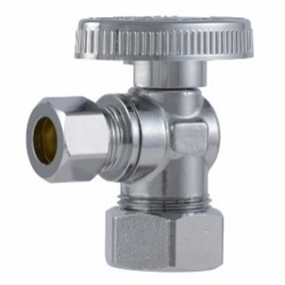 Brass Ball Angle Valve, Quarter Turn, 1/2 X 3/8 Inch Compression