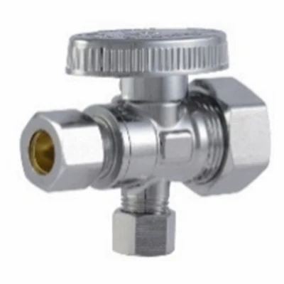 Brass Ball Outlet Valve, Quarter Turn, 1/2 X 1/4 Inch Compression