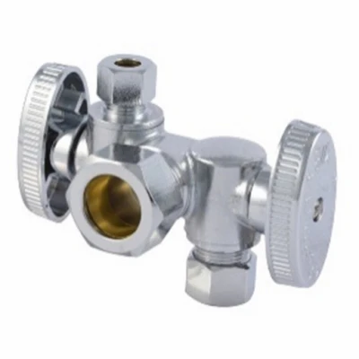 Brass Ball Valve, Dual Shut Off, Quarter Turn, 1/2 x 3/8 In.