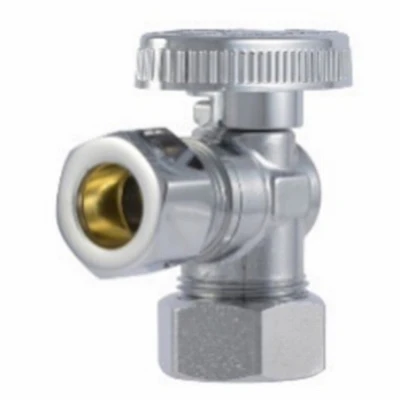 Brass Ball Angle Valve, Quarter Turn, 1/2 X 1/2 Inch Compression