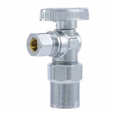 Brass Ball Angle Valve, Quarter Turn, 1/2 X 3/8 Inch Compression