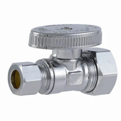 Brass Ball Straight Valve, Quarter Turn, 1/2 x 3/8 In.