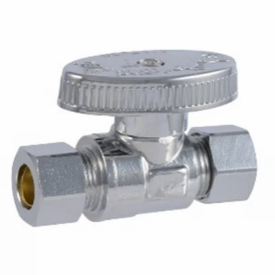 Brass Ball Straight Valve, Quarter Turn, 3/8 X 3/8 Inch Compression