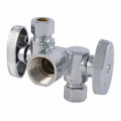 Brass Ball Valve, Dual Shut Off, Quarter Turn, 1/2 x 3/8 In.