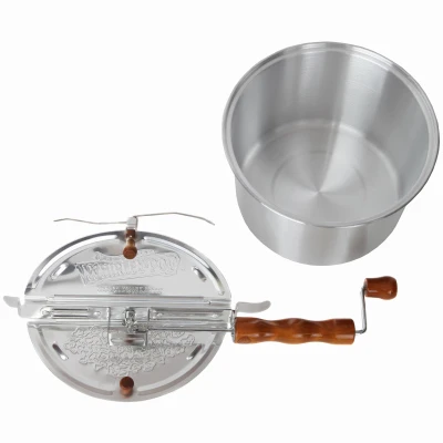 Stovetop Popcorn Popper with Aluminum Body and Wooden Handle for Even Heating