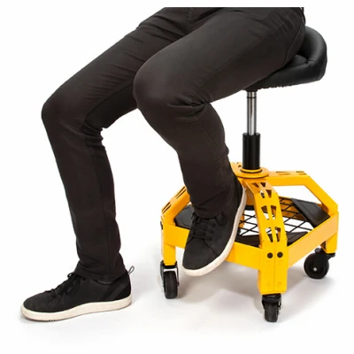 Adjustable Height Shop Stool with 360 Degree Swivel and Casters for Mobility
