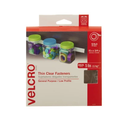Thin Fastener Tape, Clear, 3/4 In. x 15 Ft.