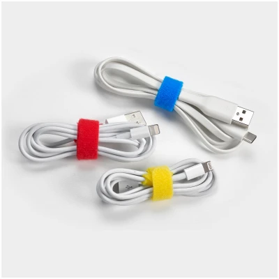Self-Gripping Cable Ties, Reusable, Multi Color, 1/2 x 5 In., 20-Pk.